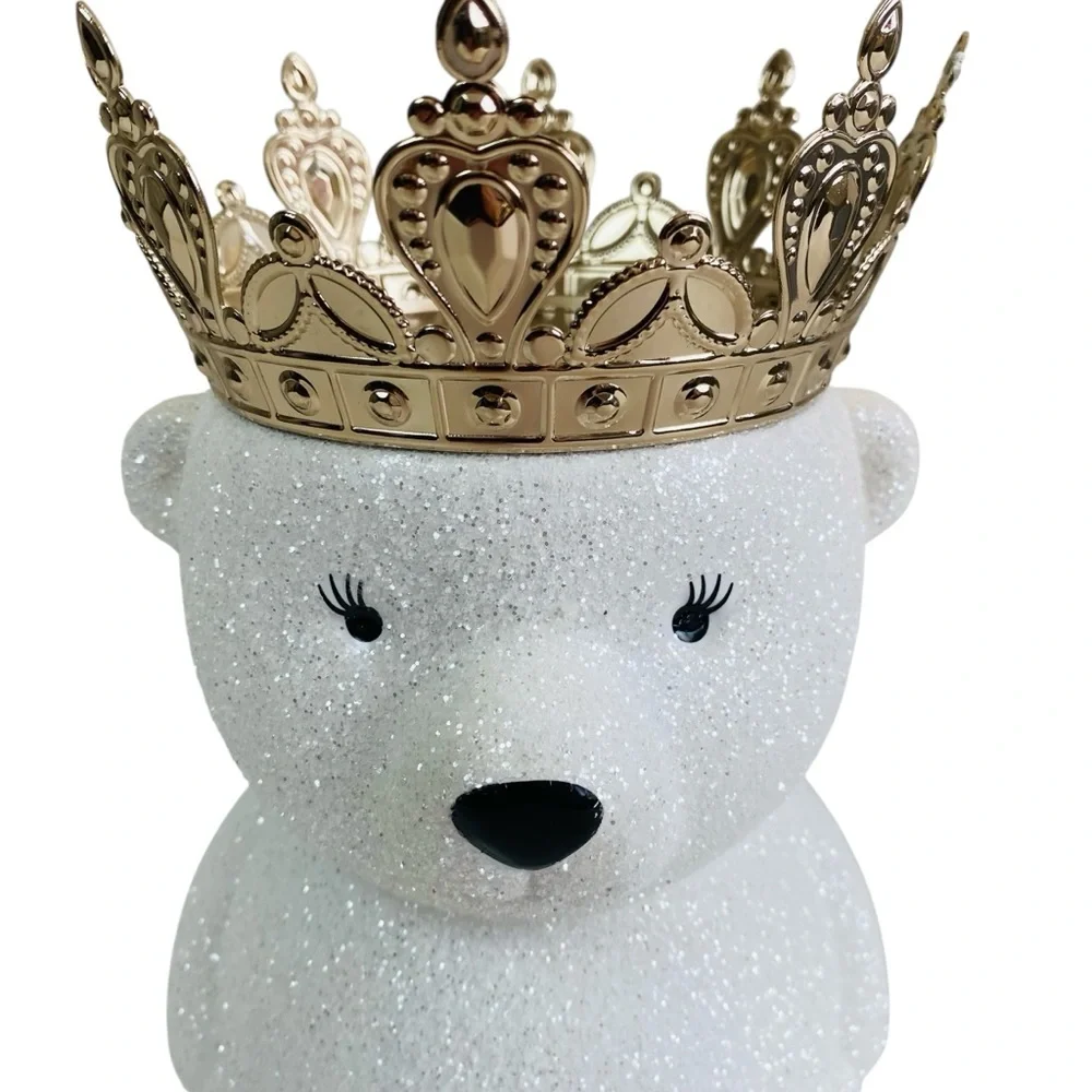 Bath & Body Works Royal Glitter Polar Bear Pedestal 3 Wick Candle Holder - Picture 3 of 6